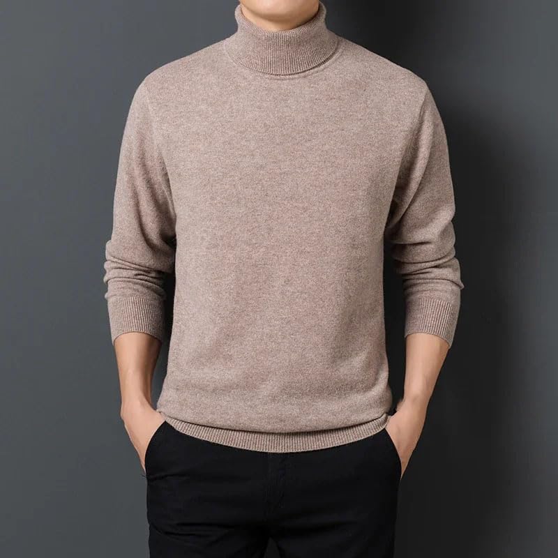 Men's Warm Long Sleeve Sweater Solid High Collar Knitwear Pullover2
