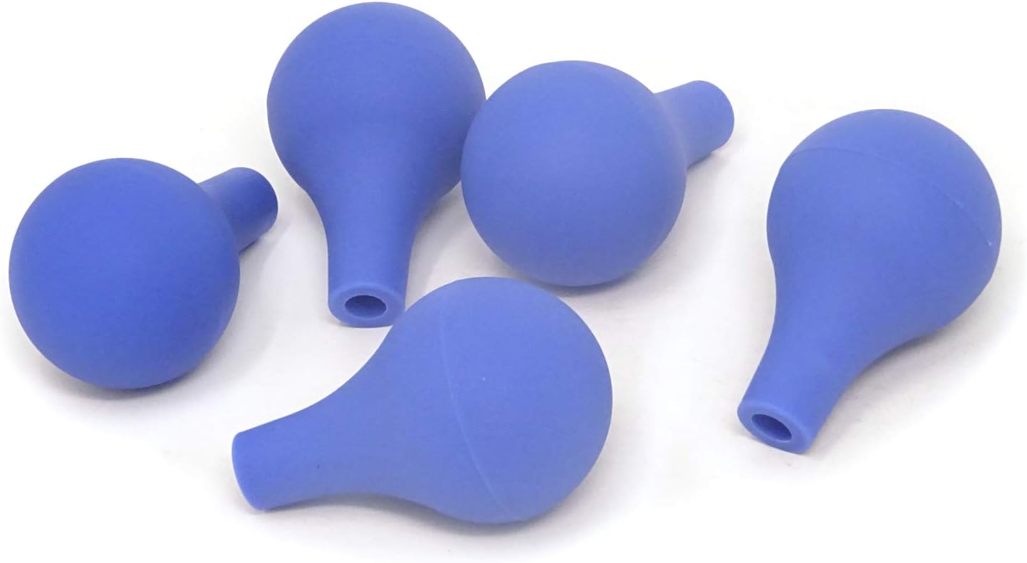 Honbay Laboratory Tool 5PCS Blue Suction Ball Pipette Dropper Rubber Bulb, Fit for 3ml 5ml 10ml 15ml Pipettes