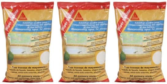 Set of 3 Powder additives for Waterproofing mortars and concretes - SIKA Super Sikalite - White - 1kg