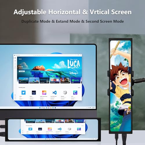 Image of 11.3 Inch Mini Monitor - FHD IPS1920x440 LCD Display, Computer Secondary Screen, CPU GPU Temp Monitors with Casing for Windows macOS Aida64 Monitor