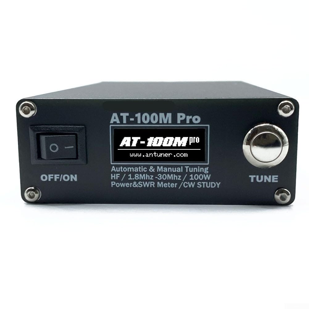 AT-100M Pro - Sintonizador de antena profesional, 100 W, 1.8 MHz-30 MHz, ATU-100M QRP, sintonizador de antena portátil, medidor de onda estacionaria con código morse para radio HF, duradero