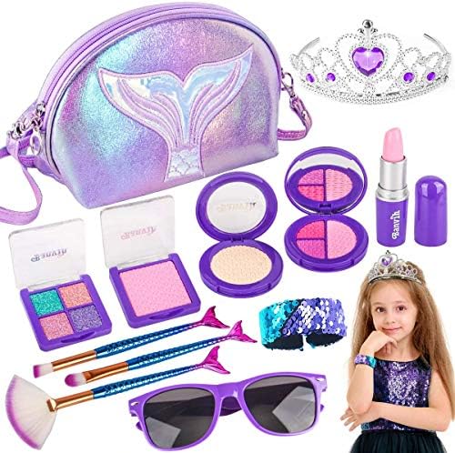 Kids Makeup Kits for Girls Mermaid Princess Pretend Play Toy Makeup Set for Toddler Girls ,Party Favors Toys for Little Girls Age 2 3 4 5 6 7