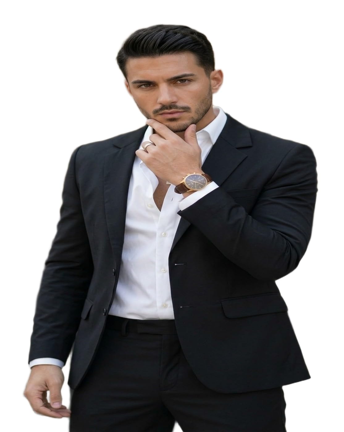 Men's Black Blazer, Slim Fit Single-Breasted Suit Jacket, Formal Business Wear 1