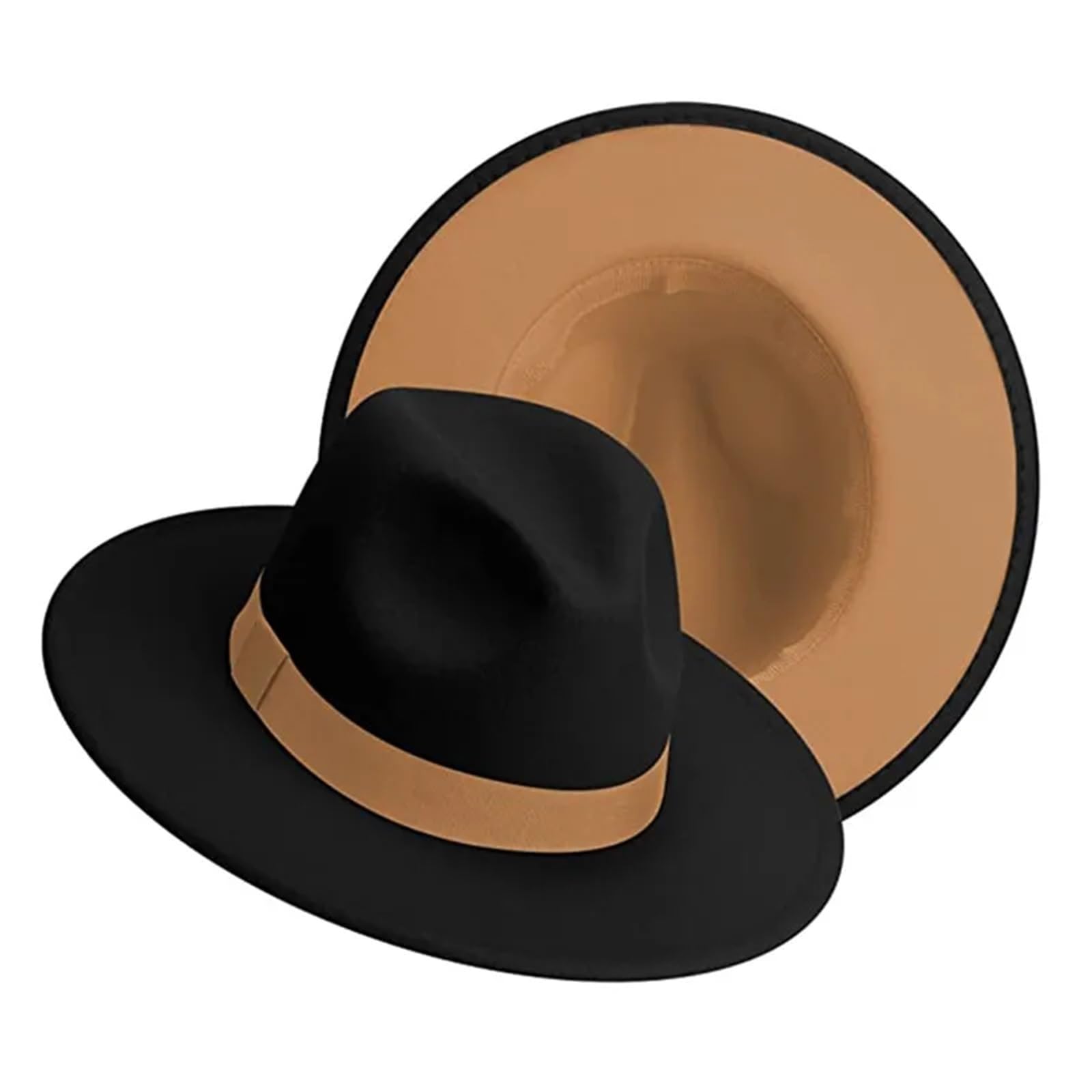 Cappello di Paglia Uomo Cappello Fedora Patchwork Unisex Jazz Cappelli Eleganti Uomo Donna Berretto a Tesa Larga(Color 7)