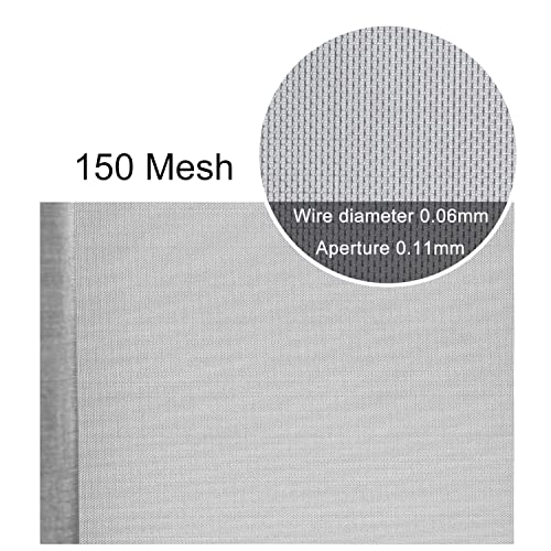 LIEOWYD Stainless Steel Woven Wire Mesh Stainless Steel Wire Mesh 30 Mesh/150 Mesh Steel Woven Mesh Tear Resistant Filter Screen Sheet for Rodent Control Anti Mosquito Insec,Silver-150 Mesh-1.2x1m