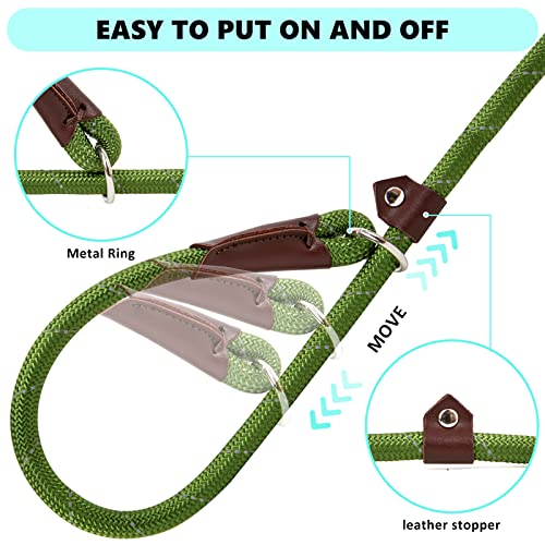Aicsdco 1/2" X6Ft Slip Lead Dog Leash,Heavy Duty Dog Leash For Large,Medium,Small Dogs,Strong Durable No Pull Dog Training Leash With Highly Reflective Threads For Walking. #TOP2