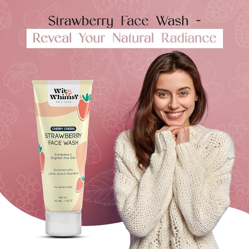 Wit & Whimsy Cherry Cheeks Strawberry Face Wash Enriched With lactic Acid & Vitamin E Authentic Ayurvedic Formulation For All Skin Types - 100ML (3.38 Oz) - Image 7