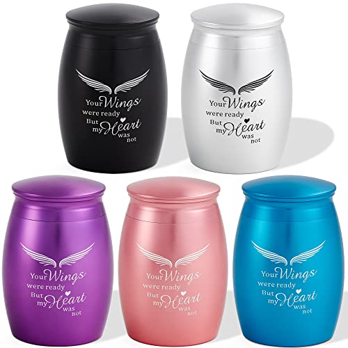 LINES ARTE Set of 5 Small Keepsake Urn for Human Ashes with Velvet Bag
