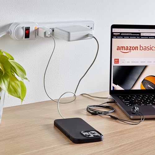 Image of Amazon Basics Surge Protector Power Strip, 6-Outlet, 790 Joules, Circuit Breaker, LED Indicator, 6ft Extension Cord, White
