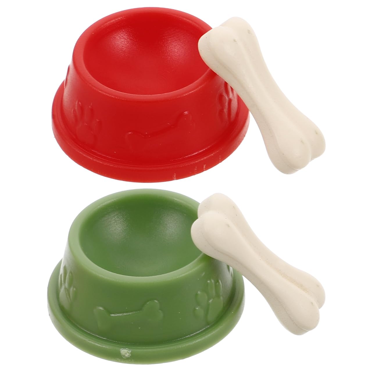 Warmhm 2 Sets Miniature Dog Food Bowls with Bone Fake Dog Food Bone Crafts Toy Realistic Miniature Bowls Pet Dish Accessories