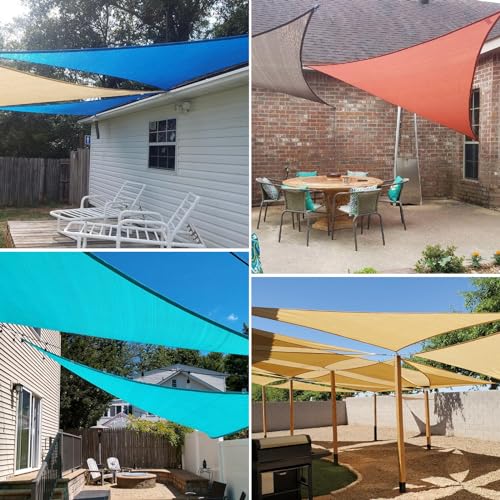 TANG 6' x 6' x 6' Sun Shade Sail Equilateral Triangle Permeable Canopy UV Block Shade Cloth for Patio Outdoor Backyard Pergola Porch Deck Garden Carport Awning, Beige