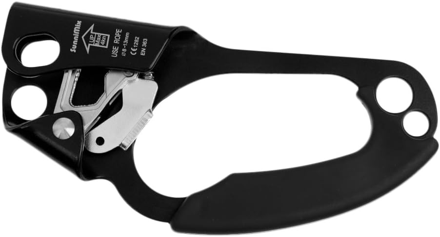 Left Hand Ascender 4KN Rescue Climbing Device for 8-13mm Rope - Black 20x9cm