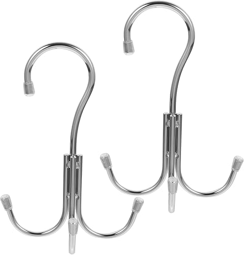 2 piezas de acero inoxidable con gancho para atar el cuello, estante para zapatos, exhibición de corbata, giratorio, gancho de 4 garras, gancho de