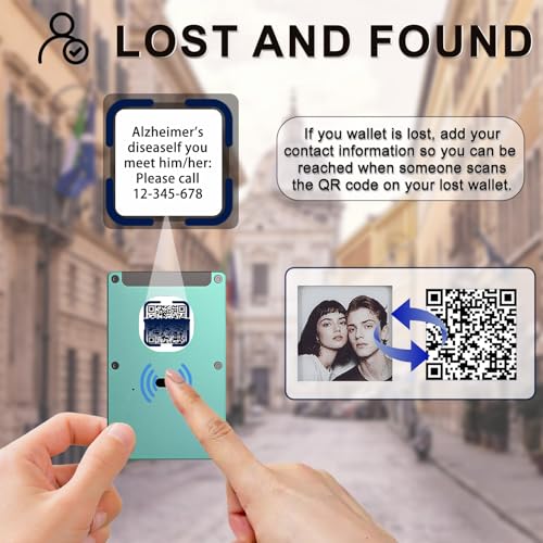 Mens Wallet With Personalized E-Ink Screen - RFID-Blocking Wallets Can Custom E-Photo/Text/Contact Information, Slim Credit Card Holder, Gift for Men/Women3