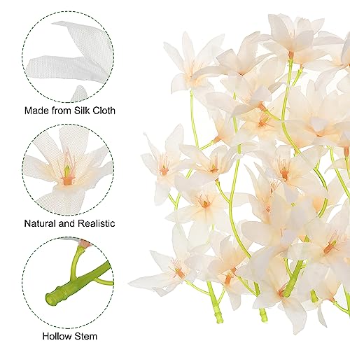 PATIKIL 7 Inch Artificial Orchid Flower, 12 Pcs Floating Candles Simulation Flower Cylinder Vase Fillers for Home Wedding Decoration, Champagne - Image 4