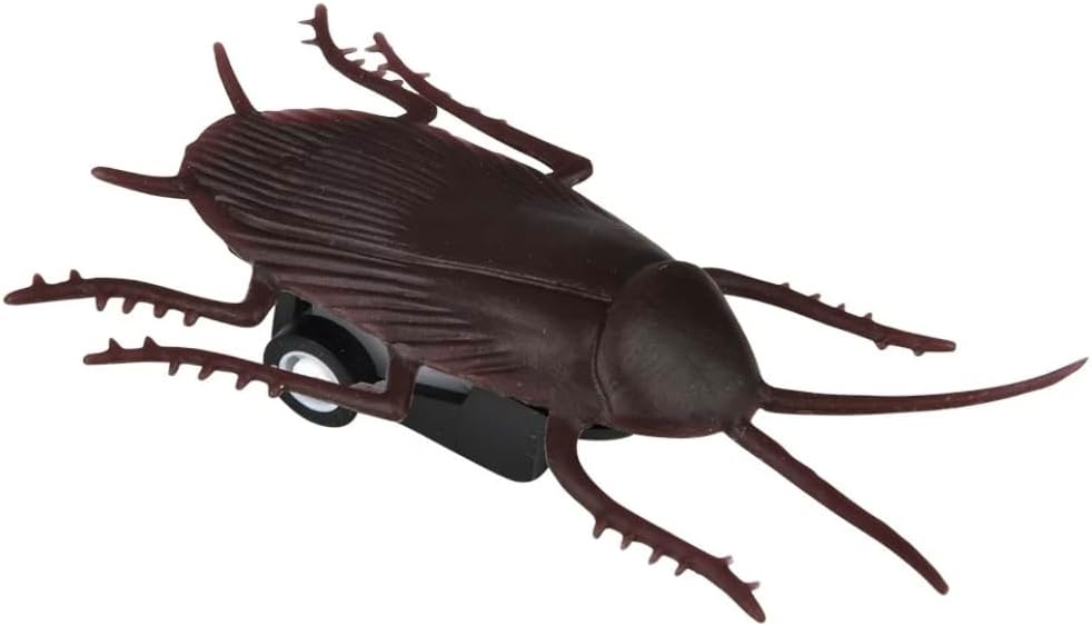 Nikki's Knick Knacks Pull Back Fake Cockroach Toy - Plastic Crawling Lifelike Insect - Realistic Cockroach Novelty Prank April Fools Gag Gift, Brown