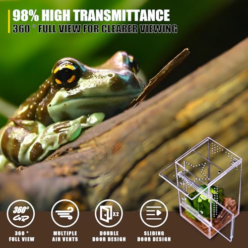 maiyuolg 3x3x6 Reptile Tank 0.25 Gallon – Acrylic Reptile Enclosure Terrarium for Crested Gecko, Lizards, Spiders & Snakes – Clear Lizard Habitat Terrarium — view 3
