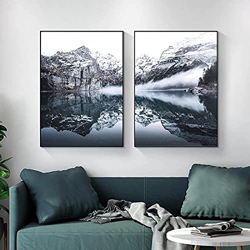 Art mural image moderne en toile de lin de haute qualité style nordique montagnard