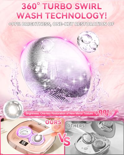 Image of 3.0 Ultrasonic Contact Lens Cleaner Machine【Rechargeable】【50KHz Germany Super Motor】【Top1 Intelligent Chip-Smart Modes】99% Brightness & Gentle Cleaning, Soft Contact Lens Tools Home Travel (Chic Pink)