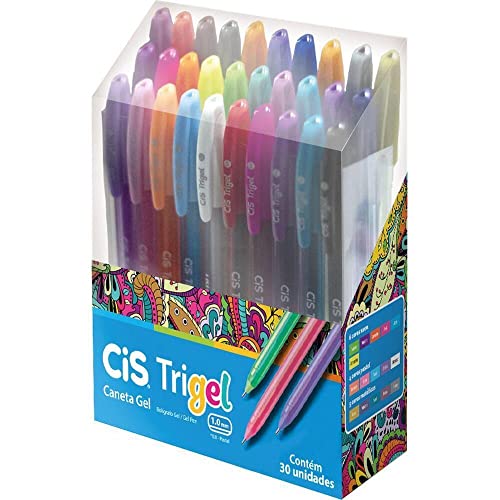 Caneta Gel CIS TRIGEL, Estojo com 30 unidades cores sortidas
