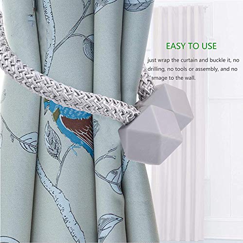 Hangyu 6Pcs Magnetic Curtain Tiebacks Curtain Holdbacks Curtain Clips For Draperies Decorative Curtain Holdbacks Rope（Silver Gray） #TOP4