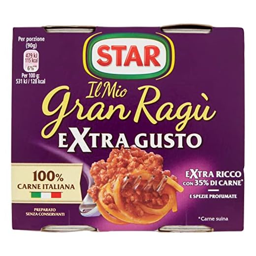 STAR Il Mio GranRagù Extra gusto, 2 x 180g, ragù tradizionale, 100% carne italiana controllata, extra ricco con spezie profumate. Senza conservanti e senza glutine.