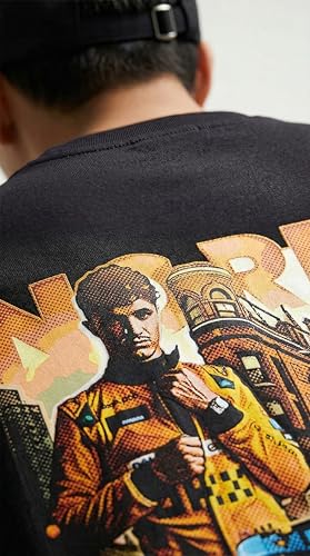Image of Men's Cotton Oversized T-Shirt - Relaxed Fit Half Sleeve F1 Graphic Print Tee for Streetwear & Casual Outings - Black