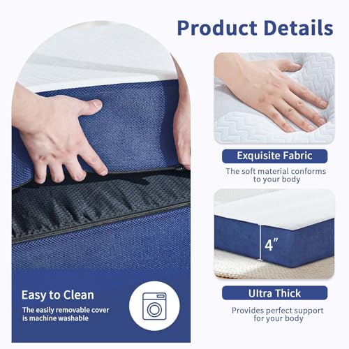 Image of CYMULA Folding Mattress Single Size,4 inch Tri-Fold Floor Mat for Naps,White