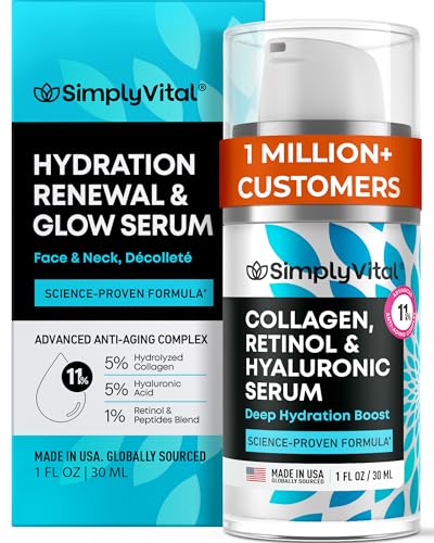 SimplyVital Collagen, Retinol & Hyaluronic Acid Serum - Anti-Aging Moisturizer
