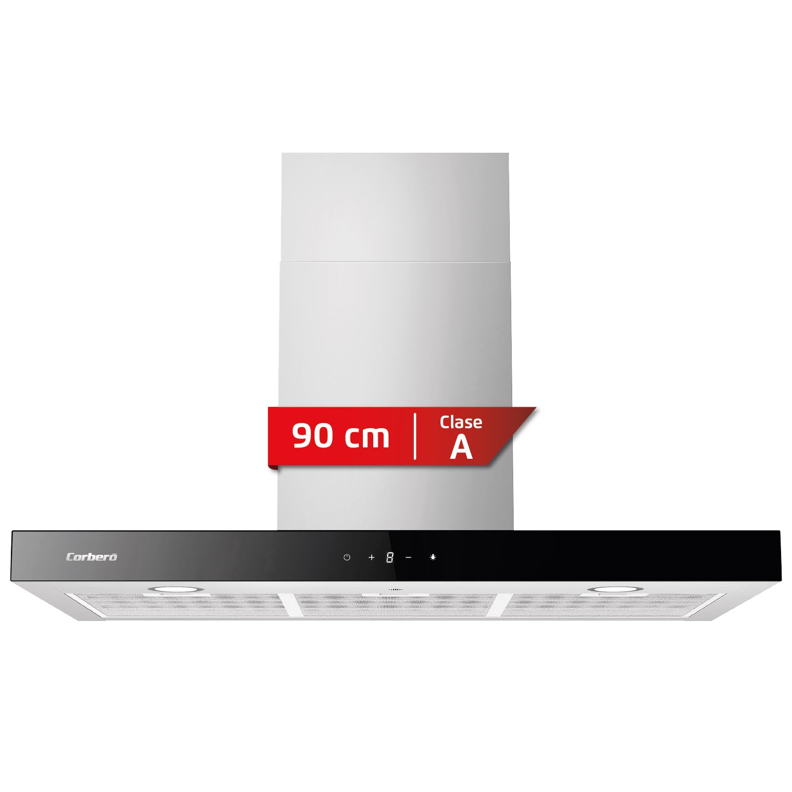 Ozdobny dzwonek poziomy | NANGA975XB | 90 cm | Przepływ 750 m3/h, 230W, 3 prędkości, 3-warstwowy filtr aluminiowy, filtr węglowy | energooszczędny A | czarny