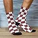 SyXIOP Brown and White American Plaid Fashion seamless crew socks running athletic wicking mens black crew socks (2-Pair)