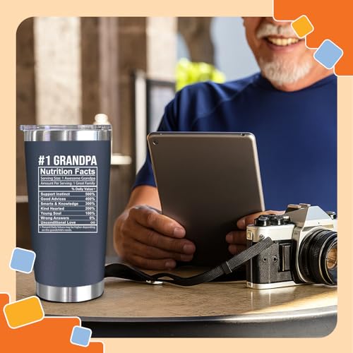 Image of NewEleven Fathers Day Gift For Grandpa From Granddaughter, Grandson - Birthday Present Ideas For Grandfather, New Grandfather, Promoted To Granddad, Grandchildren, Grandkids - 20 Oz Tumbler