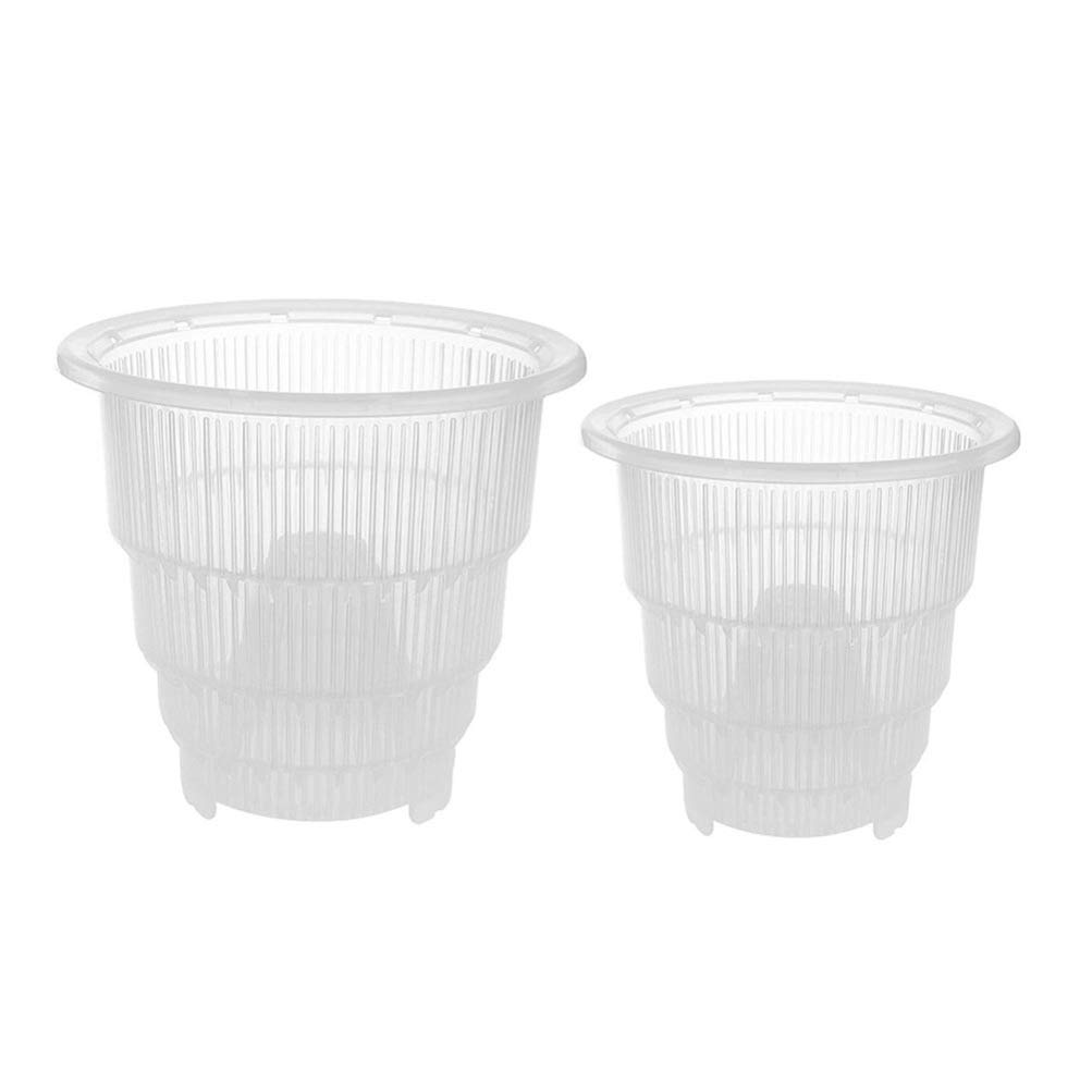 Yardwe Orchid Plant Pot Crystal Clear Flower Pot Planter Breathable Slotted Small Succulent Plant Containers Plant Holder for Home Office Garden Decor 2pcs (15cm 12cm Diameter with Air Column)