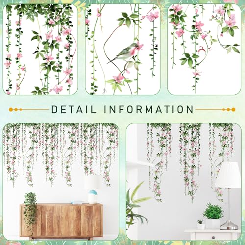 Vinilos decorativos de 4 hojas con enredaderas y flores miniatura 3
