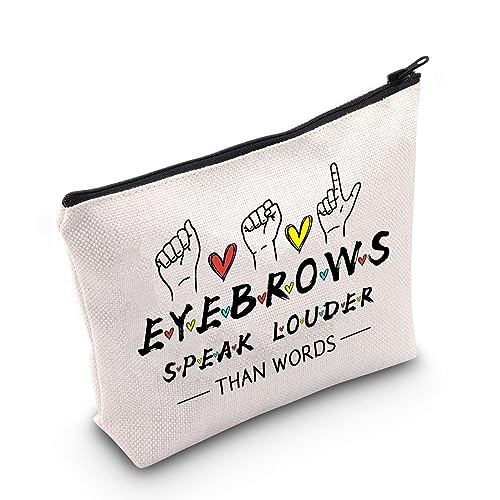PLITI Eyebrow Artist Gifts Esthetician Gifts Makeup Artist Gift Eyebrows Speak Louder Than Words Funny Beautician Makeup Bag (Eyebrows Speak Louder bagU)