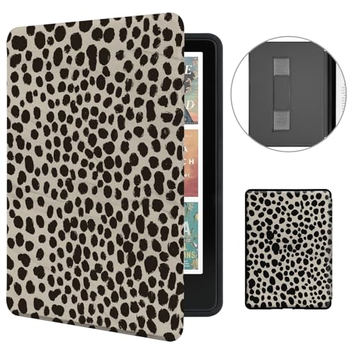 MOROCK Case for All-New 7 Kindle Paperwhite and Colorsoft Paperwhite Signature Edition(12th Generation-2024 Released) Premium PU Leather Cover with Hand Strap Auto Wake/Sleep Khaki Leopard Print