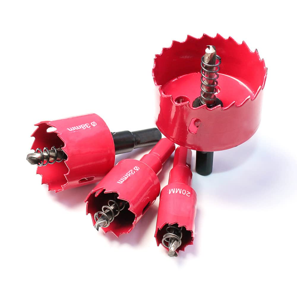 Broca de taladro de madera bimetálica de 60-200 mm Broca de acero HSS M42 Kit de sierra de agujero de madera abridor para tablón de madera / tubo de hierro de aluminio, rojo, 80 mm