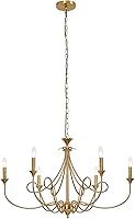 Vista 8 de Candelabro Moderno de 6 Luces 36.6" Candelabros de Vela de Latón Lámpara Colgante de Metal Dorado para Comedor, Sala de Estar, Isla de Cocina