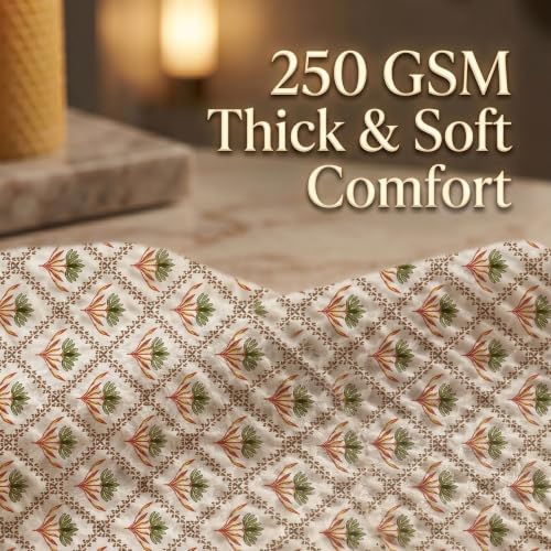 Image of Mafatlal Madhuban Soft & Absorbent Cotton Bath Towel (147x76 cm) | 250 GSM | Lightweight, Quick Dry, Floral Design