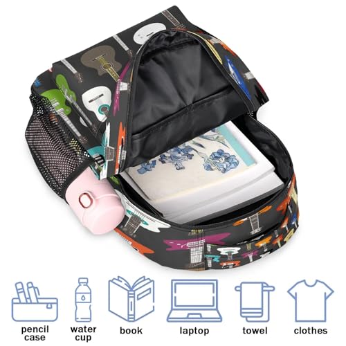 Toprint Music Musical Instruments Guitar Backpack Travel Shoulder Bag Bookbag Daypack for Girls Boys Men Women3