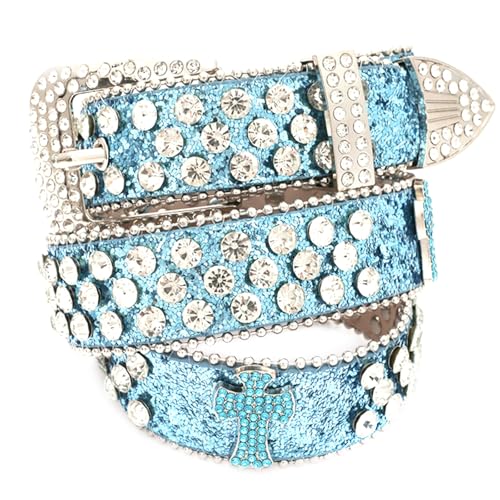 Sequins Waist Belt with Pin Buckle PU Leather Waist Belts for Rock Fan Wear Resistant Adjustable Length Belt
