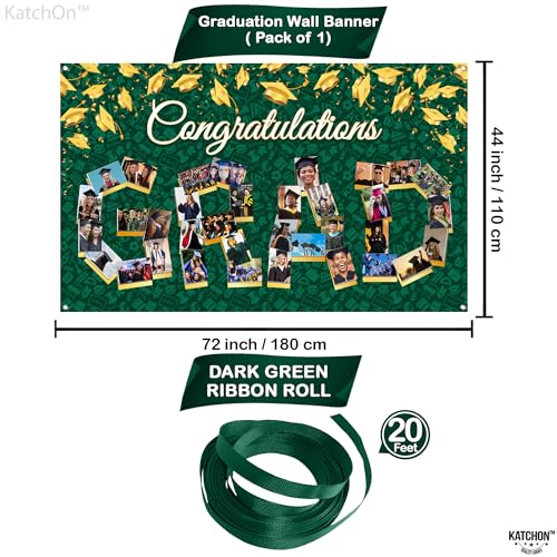 Image of KatchOn, Congratulations Graduation Photo Banner - 72x44 Inch | Personalized Graduation Banner, Graduation Decorations Class of 2026 | Green Graduation Backdrop for 2026 Graduation Decorations 2026