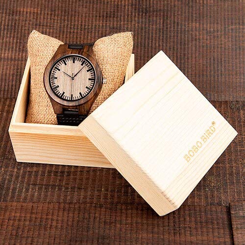 Reloj de Madera de ébano, Regalo Personalizado, Relojes con Movimiento de Cuarzo para Hijo, mamá, papá, Novio, Grabado con su Propio Logotipo