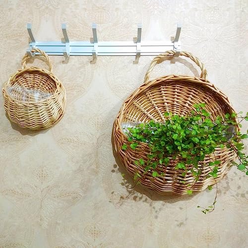 Generic HBC7UQZVB Forart Handmade Woven Hanging Basket Wall Fence Hanging Planter Natural Wicker Hanging Storage Basket Nest Storage Container thumb #2