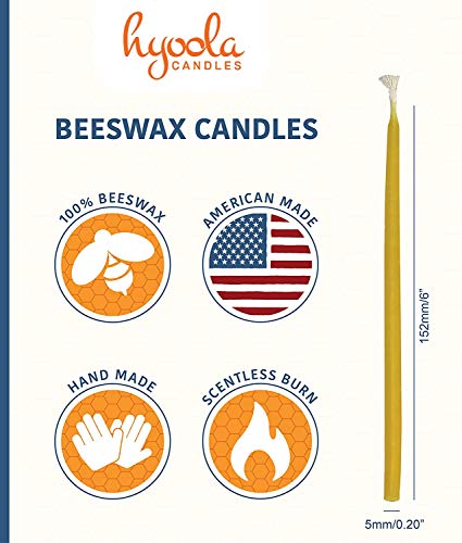 Hyoola Beeswax Birthday Candles – 50 Pack - Natural Dripless Decorative Candles With Long Lasting Burn – Elegant Taper Design, Soothing Scent – 6” Tall – Handmade In The Usa #TOP1