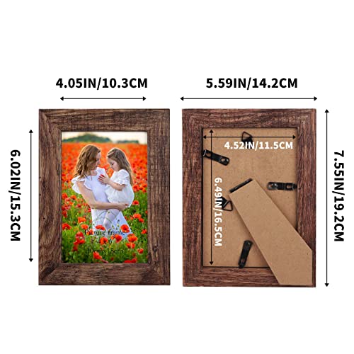 PETAFLOP 7er Set Bilderrahmen 10x15 CM Braun, Bilderrahmen holz Wand und Tischbilderrahmen, Geeignet für den Einsatz in Wohnungen Büros usw – Ansicht 3
