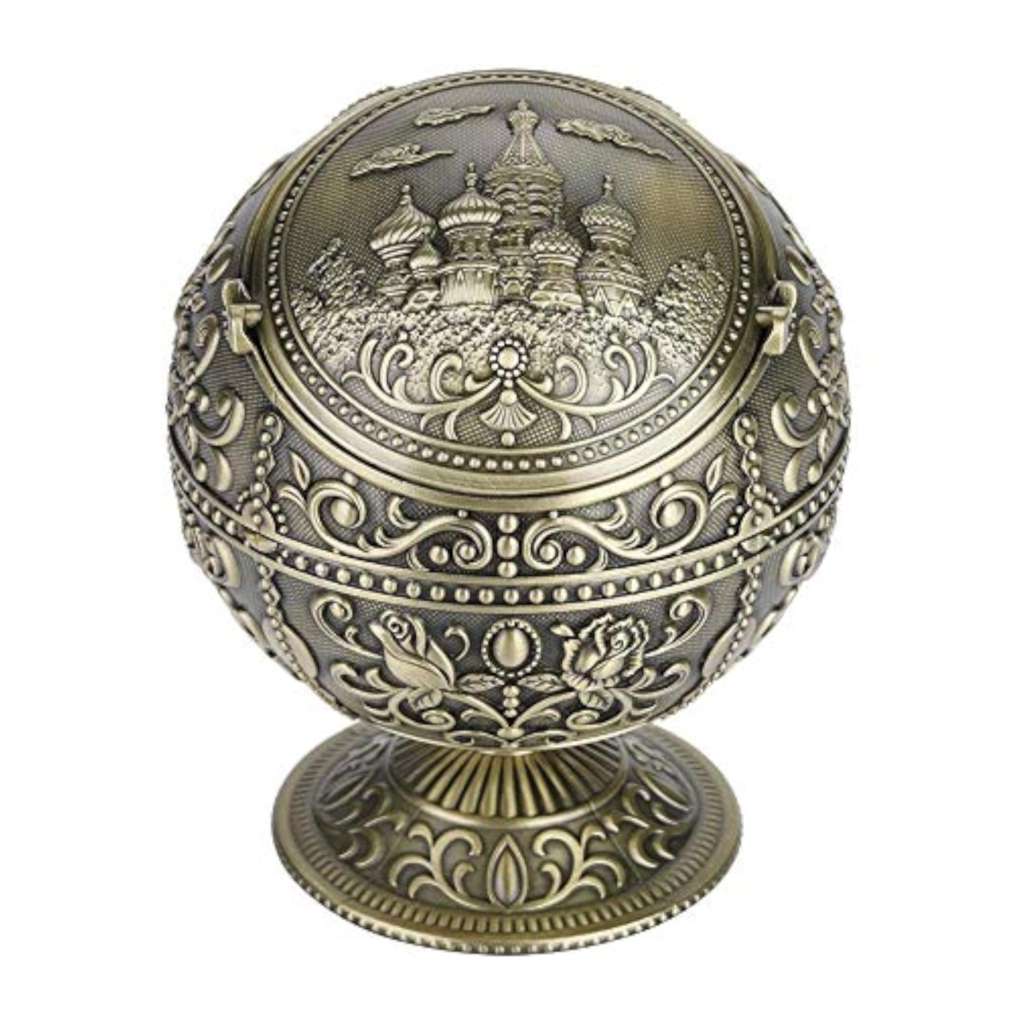 Windproof Hand Stamped Pattern Ashtray Ball with Lid