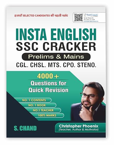 Image of Insta English SSC Cracker Book for All SSC Competitive Exams 2025 (Prelims & Mains) CGL CHSL MTS CPO GD Steno (Stenographer) Exam | 4000+ Question | Previous Year Solved Papers | Common Errors Based on PYQ | English Language Grammar | Vocabulary (Vocab) Based Questions | Masterpiece by Christopher Phoenix | Chapter wise | Practice Set | In English Medium