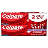Colgate Optic White Advanced Teeth Whitening Toothpaste with Fluoride, 2% Hydrogen Peroxide, Icy Fresh - 4.5 ounce (2 Pack)