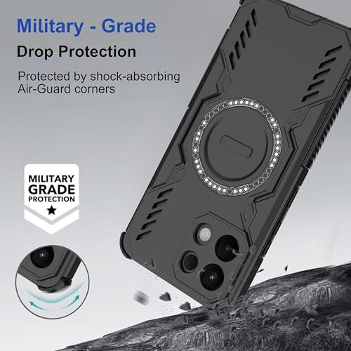 Image of Zapcase Back Case Cover for Oppo K13 5G | Magnetic Case with Built-in Metal Ring | Supports MagSafe Charger, Wallet & Car Mount | Shockproof Hybrid PC + TPU | Black